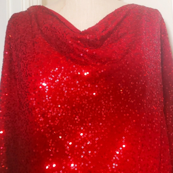 Eileen Fisher long sleeve red sequin top size XL - Picture 2 of 5